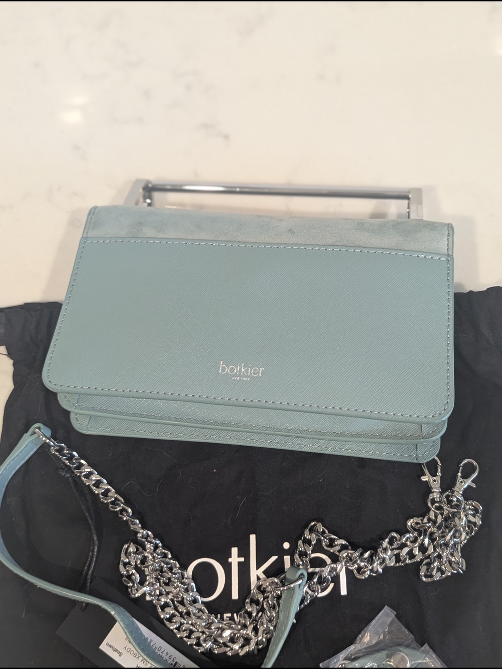 Botkier New York Lennox Blue Suede & Leather Chain Mini Shoulder Bag - Picture 3 of 10